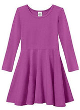 Load image into Gallery viewer, City Threads Big Girls&#39; Super Soft Cotton Long Sleeve Twirly Skater Party Dress All Soft Cotton SPD Sensory Clothing Sensitive Skin School Parties School,Plum, 3T - United States of Made
