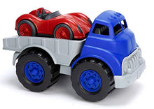 Load image into Gallery viewer, Green Toys Flatbed &amp; Race Car, Blue/Red FFP - Pretend Play, Motor Skills, Kids Toy Vehicles. No BPA, phthalates, PVC. Dishwasher Safe, Recycled Plastic, Made in USA.
