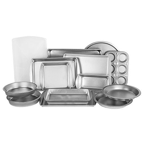 EZ Baker Uncoated, Durable Steel Construction 14-Piece Bakeware Set - American-Made, Natural Baking Surface that Heats Evenly for Perfect Baking Results, Set Includes all Necessary Pans