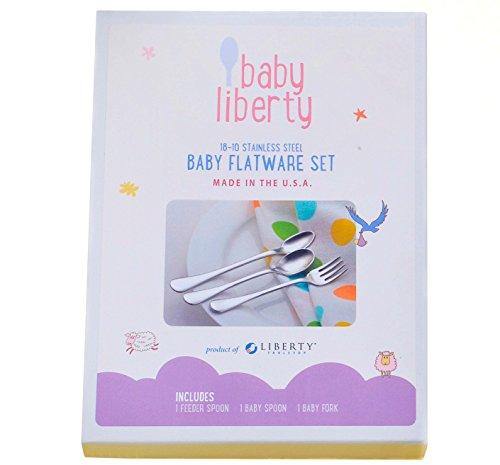 Baby Liberty 3 Piece Baby Flatware Set in Gift Box Made in USA - United States of Made