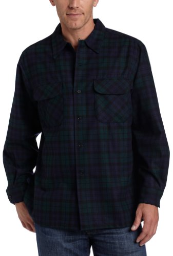 Pendleton Men's Long Sleeve Classic Fit Board Wool Shirt, Black Watch Tartan-30069, LG