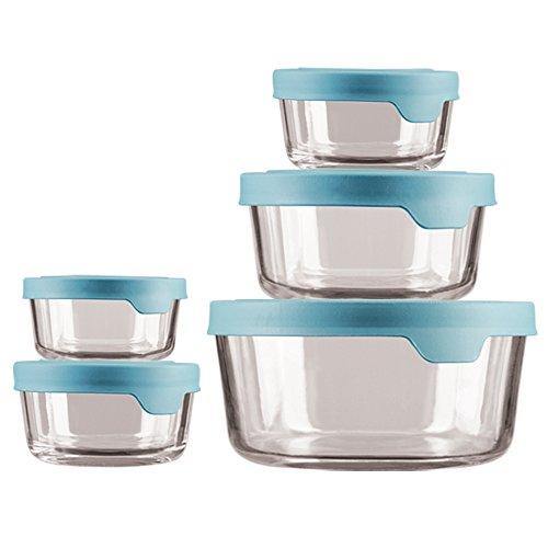 Anchor Hocking Storage & Food Preperation Glass Food Storage, Set of 10, Mineral Blue - United States of Made