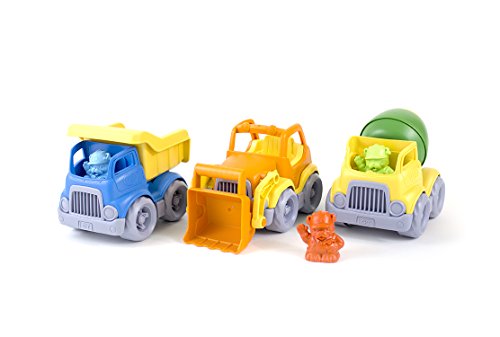 Green Toys Construction Vehicle Set, 3-Pack - Pretend Play, Motor Skills, Kids Toy Vehicles. No BPA, phthalates, PVC. Dishwasher Safe, Recycled Plastic, Made in USA.