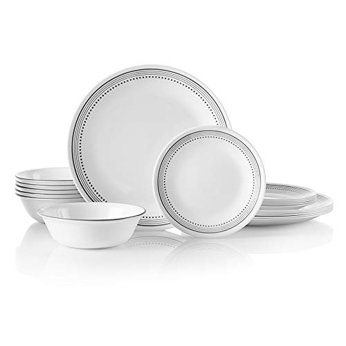 Corelle 18-Piece Service for 6, Chip Resistant, Mystic Gray Dinnerware Set