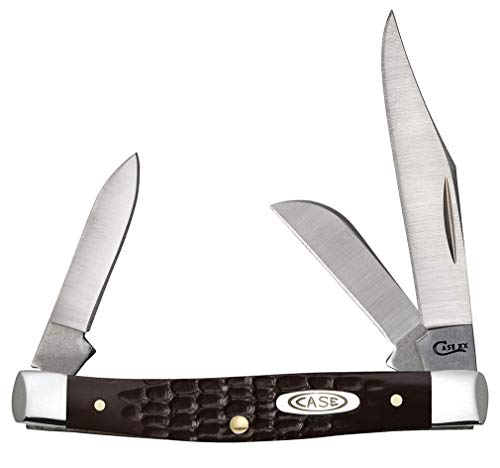 CASE XX WR Pocket Knife Brown Synthetic Jigged Small Stockman Item #081 - (6333 SS) - Length Closed: 2 5/8 Inches