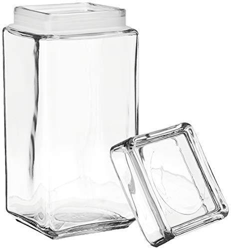 2 Quart Anchor Square Jar with Glass Lid | 4 Pack