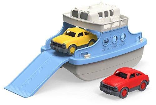 Green Toys Ferry Boat with Mini Cars Bathtub Toy, Blue/White, Standard - United States of Made