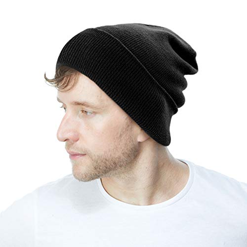 The Hat Depot Made in USA Skull Beanie Hat (Black)