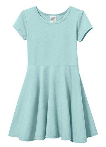 City Threads Little Girls' Short Sleeve Twirly Circle Party Dress Perfect for Sensitive Skin/SPD/Sensory Friendly for School or Play Fall/Spring, Wave, 4T - United States of Made