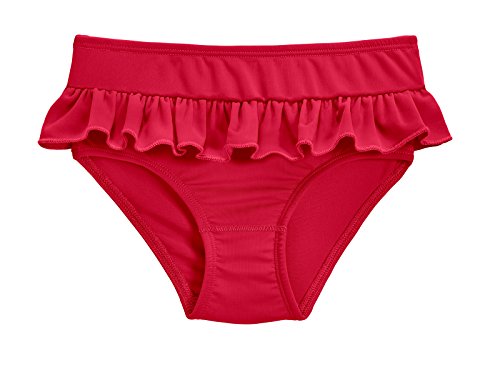 City Threads Girls' Swimwear Ruffle Swim Briefs Bikini Bottoms Beachwear Swimming Suit, Red, 3T