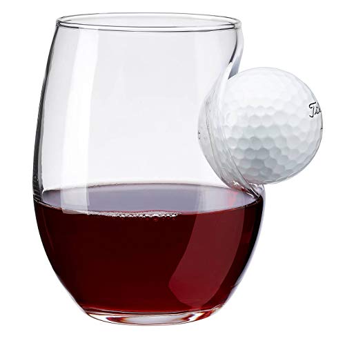 BenShot Golf Ball Glass with Real Golf Ball Embedded. Made in the USA (1, 15oz Wine)