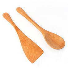 Load image into Gallery viewer, Handmade Wooden Spoon &amp; Spatula Set - 12” Cherry Wood, Hand Carved, Made in the USA with Pennsylvania Black Cherry Wood - Cooking Spoon and Spatula Combo
