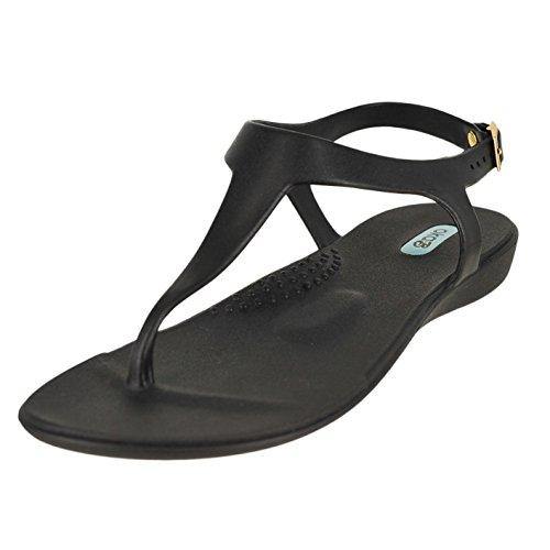 Oka-B Carson Sandal Flat Buckle Rubber Material (8, Licorice) - United States of Made