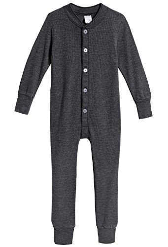 City Threads Baby Boys and Girls' Union Suit Thermal Underwear Set Long John Onesie Footie Perfect for Sensitive Skin and Sensory Friendly SPD, Black, 18/24M