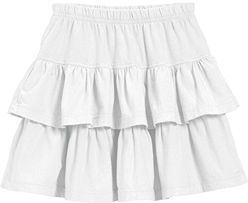 City Threads Big Girls' Cotton Jersey Layered Tiered Skirt for School, Party or Play Perfect for Sensitive Skin and Sensory Friendly SPD, White, 12