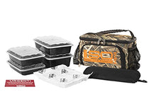 Load image into Gallery viewer, Small Meal Prep Lunch Bag ISOMINI 2 Meal Insulated Lunch Bag Cooler with 4 Stackable/Reusable Meal Prep Containers, 1 Ice Pack ISOBRICK, and 1 Shoulder Strap - Made in USA (Mossy Oak Blades)
