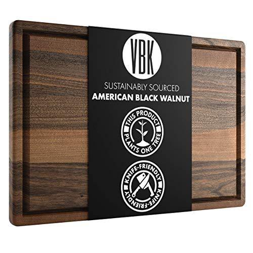 Large Walnut Wood Cutting Board Made in USA by Virginia Boys Kitchens - 20x15 American Hardwood Chopping and Carving Countertop Block with Juice Drip Groove - United States of Made