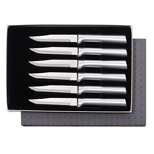 Rada Cutlery Serrated Steak Knife Set – Stainless Steel Knives With Aluminum Handles, Set of 6