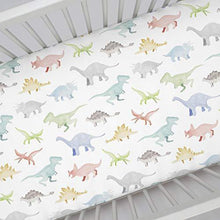 Load image into Gallery viewer, Carousel Designs Watercolor Dinosaurs Crib Sheet - Organic 100% Cotton Fitted Crib Sheet - Made in The USA - United States of Made
