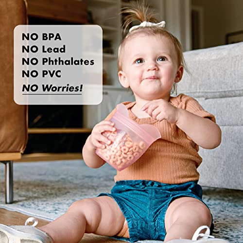 Zip Top Reusable 100% Silicone Baby + Kid Snack Containers- The only  containers That Stand up, Stay Open and Zip Shut! No Lids! Made in The USA  - Full