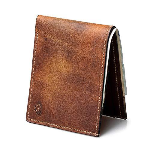 Bifold Leather Wallet For Men | Made in USA | Mens Bifold Wallets | American Made | Tobacco Snakebite Brown | Main Street Forge - United States of Made