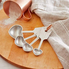 Load image into Gallery viewer, Beehive Handmade Heart Pewter Measuring Spoons
