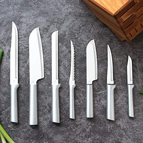 Rada Cutlery Oak Block 7 Pc Stainless Steel Kitchen Knife Set with  Aluminum