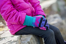 Load image into Gallery viewer, Jack &amp; Mary Designs Handmade Kids Fleece-Lined Wool Mittens, Made from Recycled Sweaters in the USA (Pink/Gray/Cream, Small/Medium)
