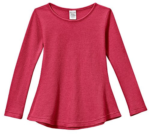 City Threads Big Girls' Thermal Long Sleeve Tunic Shirt Tee Dress for School Party Play, Candy Apple Red, 8