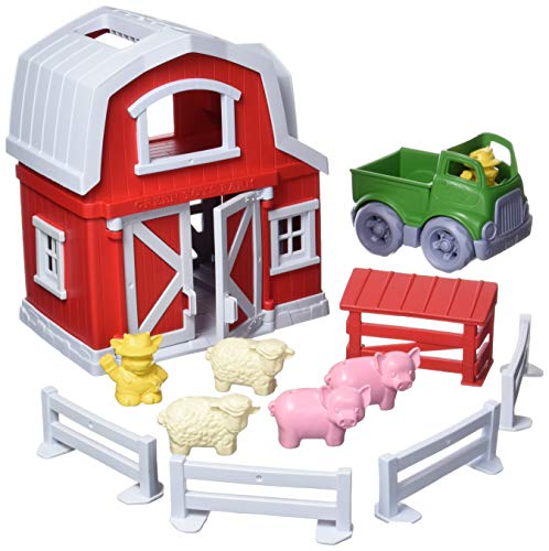 Green Toys Farm Playset, CB - 13 Piece Pretend Play, Motor Skills, Language & Communication Kids Role Play Toy. No BPA, phthalates, PVC. Dishwasher Safe, Recycled Plastic, Made in USA.
