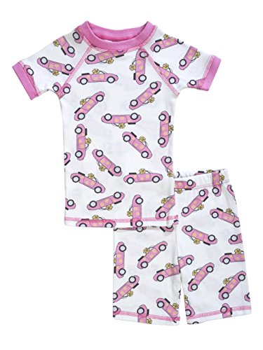 Brian the Pekingese Girls 100% Organic Cotton Short Sleeve and Shorts Pajamas (5T, Pink Convertible)