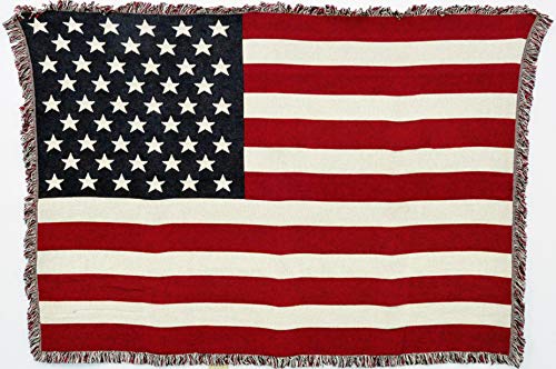 Pure Country Weavers American Flag Throw Blanket Woven from Cotton - Made in The USA (69x48)