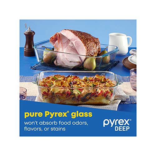 Pyrex Deep Baking Dish Set (6-Piece, BPA-Free Lids)