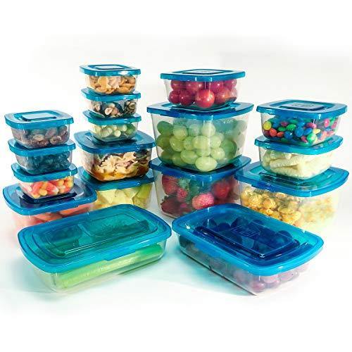 Mr. Lid Premium Attached Storage Containers | Permanently Attached Plastic Lid, Never Lose | Space Saving (17 Piece Set) - United States of Made