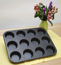 Load image into Gallery viewer, G &amp; S Metal Products Company Non-Stick ProBake Teflon Xtra Nonstick Muffin Baking Pan, 12-Cup, Gray
