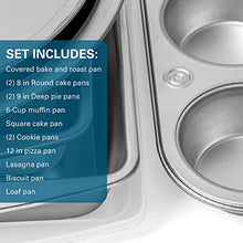 Load image into Gallery viewer, EZ Baker Uncoated, Durable Steel Construction 14-Piece Bakeware Set - American-Made, Natural Baking Surface that Heats Evenly for Perfect Baking Results, Set Includes all Necessary Pans

