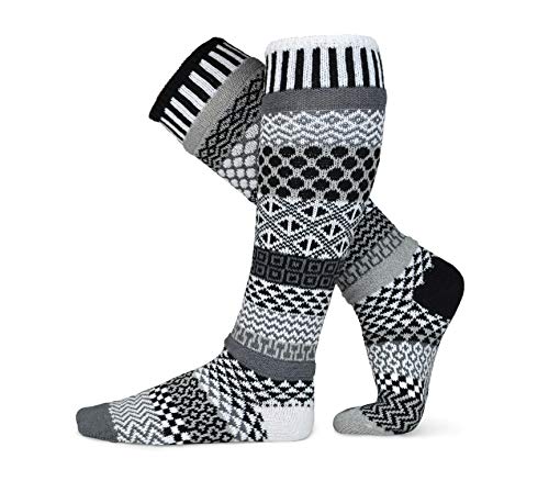 Solmate Socks - Mismatched Knee High Socks, USA Made, Midnight Large