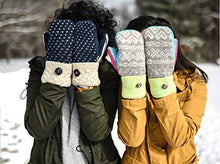 Load image into Gallery viewer, Jack &amp; Mary Designs Handmade Womens Fleece-Lined Wool Mittens, Made from Recycled Sweaters in the USA (Gray/Maroon/Purple, Regular)
