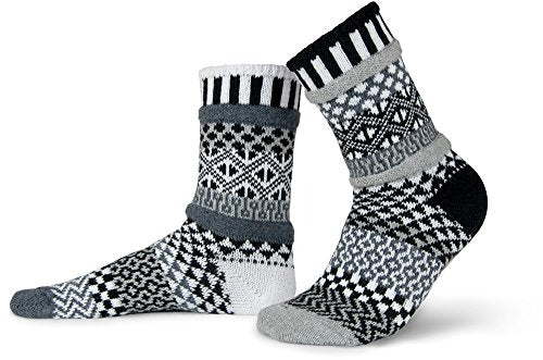 Solmate Socks - Mismatched Crew Socks; Made in USA; Midnight Large