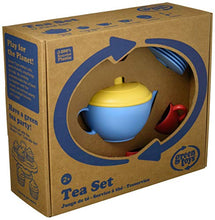 Load image into Gallery viewer, Green Toys Tea Set, Blue CB - 17 Piece Pretend Play, Motor Skills, Language &amp; Communication Kids Role Play Toy. No BPA, phthalates, PVC. Dishwasher Safe, Recycled Plastic, Made in USA.
