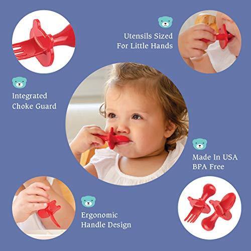 Anti-Choke Design Silicone Toddler Utensils Baby Fork and Spoon