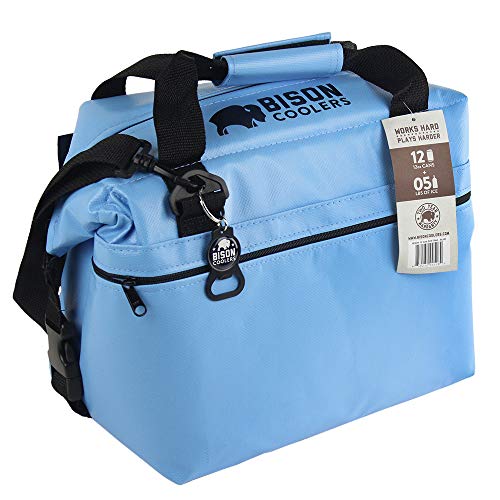 BISON COOLERS Soft Sided Insulated 12 Can Cooler Bag | Tear Proof Ice Chest for Beverages or Food | Includes 2 Year Warranty | Made in The USA