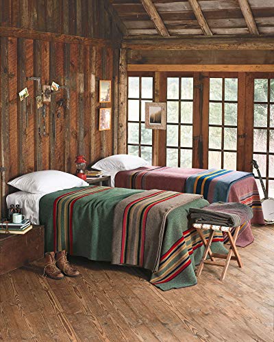 Pendleton Yakima Camp Thick Warm Wool Indoor Outdoor Striped Throw Bla