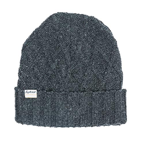 Fayettechill “Tommy” Cable Knit Beanie Hat for Men & Women, Cool Unisex Winter Beanie Cap Black