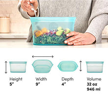 Load image into Gallery viewer, Zip Top Reusable 100% Platinum Silicone Container, Made in the USA - Large Dish - Teal
