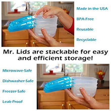Load image into Gallery viewer, Mr. Lid Premium Attached Storage Containers | Permanently Attached Plastic Lid, Never Lose | Space Saving | 10 Piece - United States of Made
