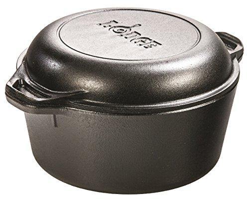 Lodge Pre-Seasoned Cast Iron Double Dutch Oven With Loop Handles, 5 qt - United States of Made